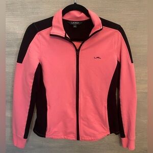 Lauren Ralph Lauren Hot Pink Black Athletic Jacket Small Like New